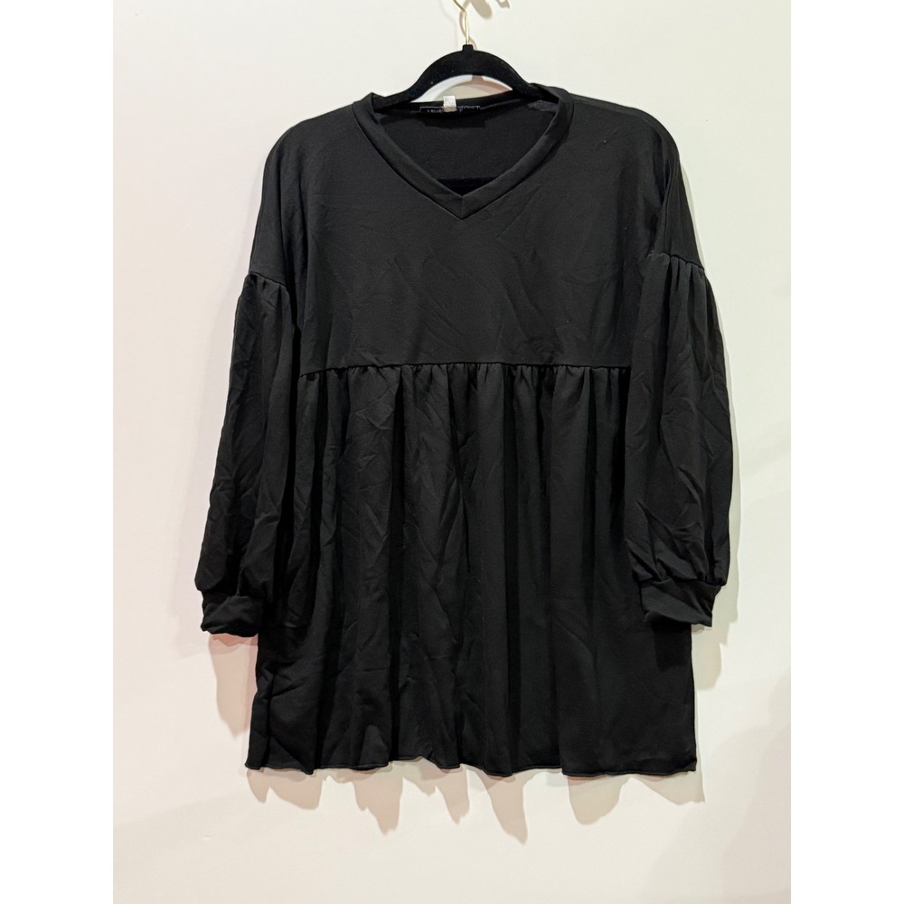 Velvet Torch Babydoll baby doll dress  Womens Small Black Puff Sleeve V-Neck
